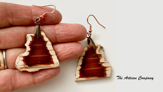 Natural Edge Carnelian Agate Slab Earrings