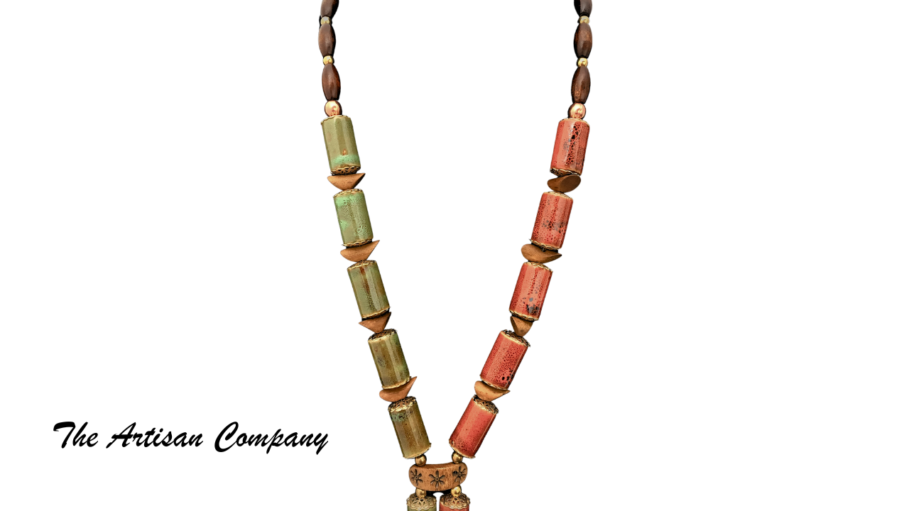 Porcelain and Wood Two-Tone Necklace