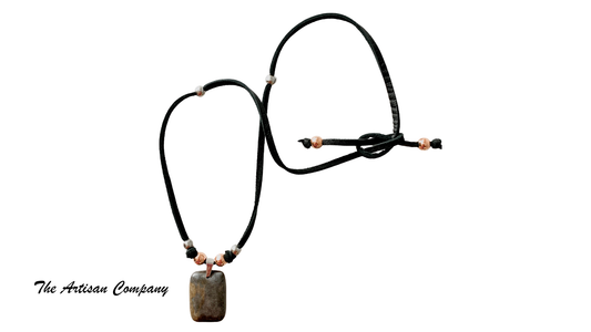 Portoro Marble Necklace on Deer Hide