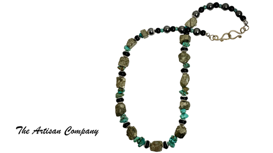 Pyrite, Turquoise and Onyx Necklace