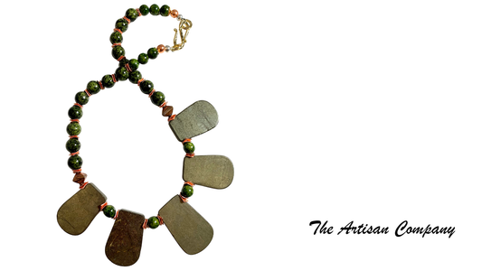 Pyrite & Green Quartzite Necklace & Earrings