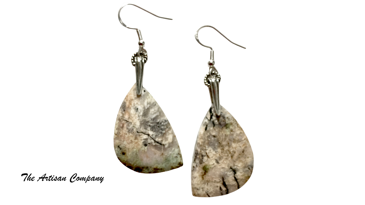 Rare "Green" White Buffalo Slab Earrings (Nevada)