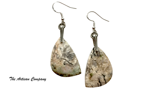Rare "Green" White Buffalo Slab Earrings (Nevada)