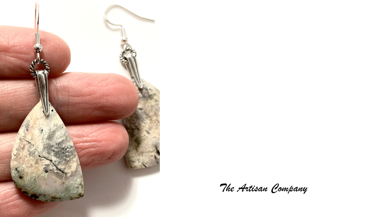 Rare "Green" White Buffalo Slab Earrings (Nevada)