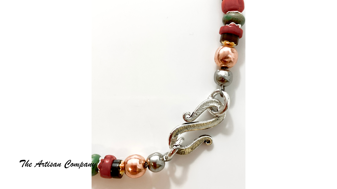 Red Coral Penshell and Turquoise Slab Necklace