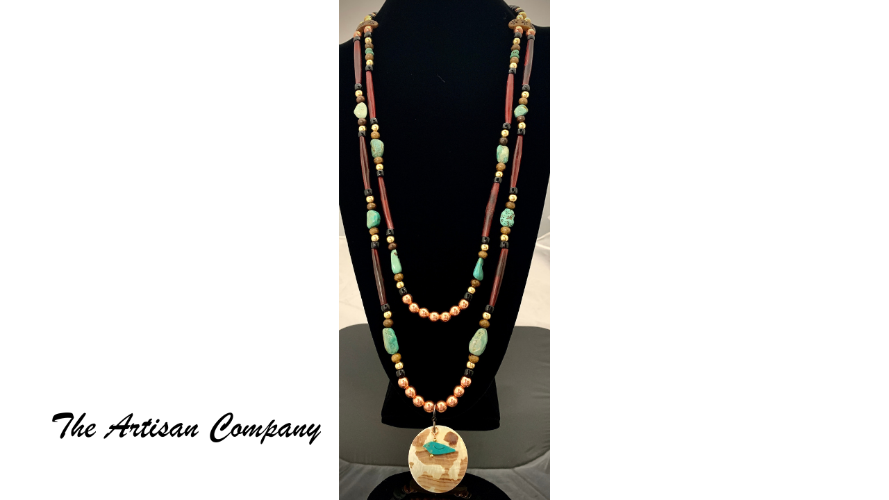 Red Horn & Turquoise Southwest Necklace