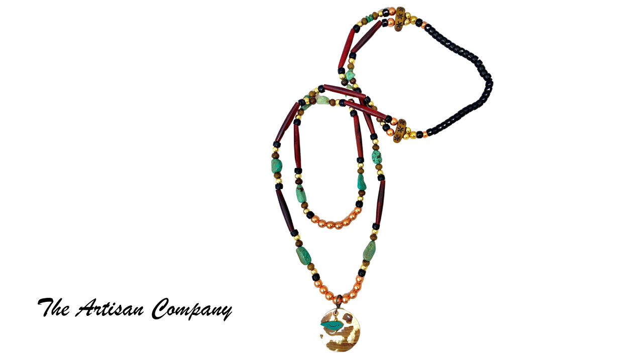 Red Horn & Turquoise Southwest Necklace