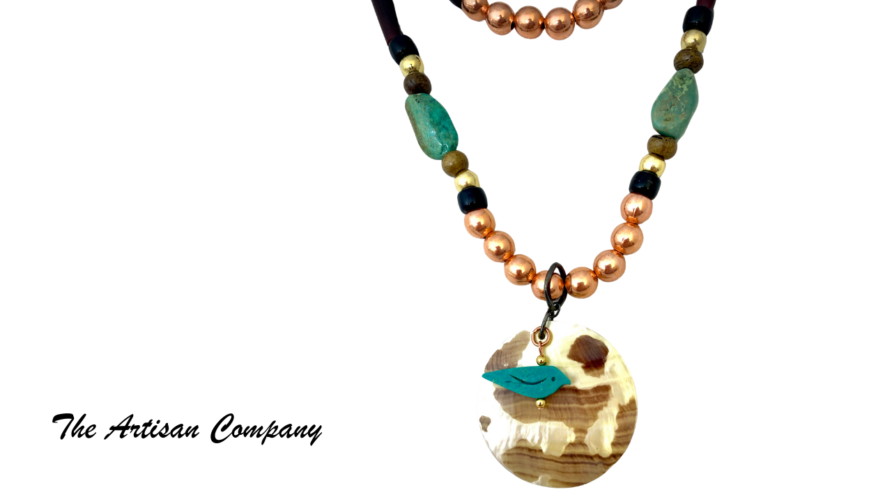 Red Horn & Turquoise Southwest Necklace