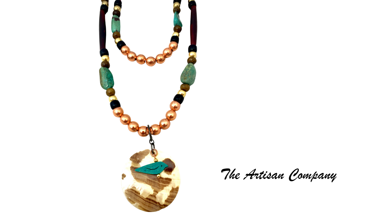 Red Horn & Turquoise Southwest Necklace