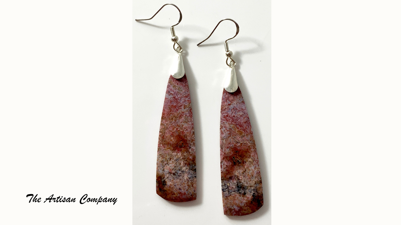 Rare Red Jasperilla Slab Earrings - Arizona