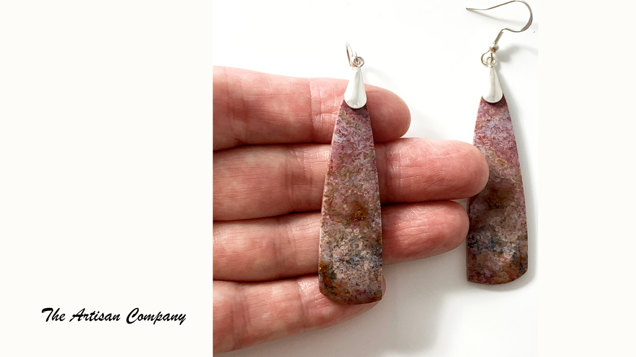 Rare Red Jasperilla Slab Earrings - Arizona