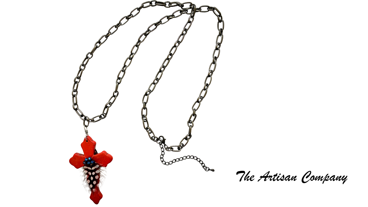 Red Magnesite Cross Necklace