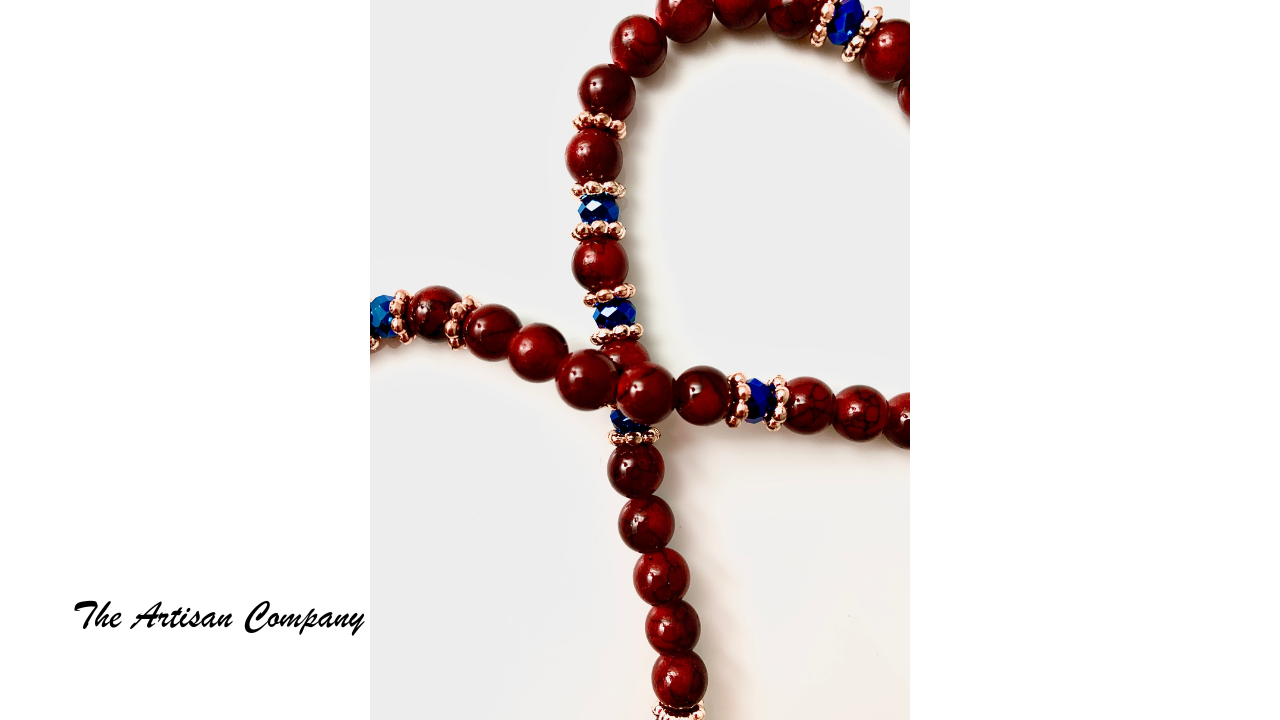 Red Quartz & Blue Cut Glass Necklace