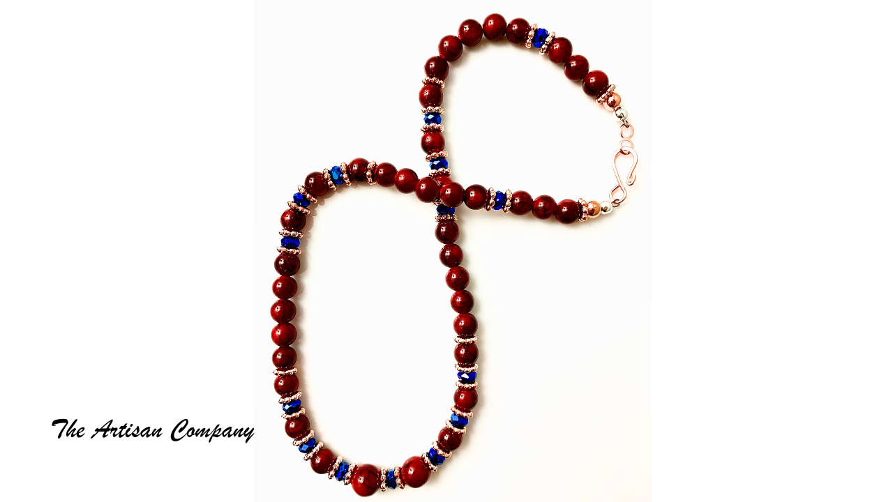 Red Quartz & Blue Cut Glass Necklace