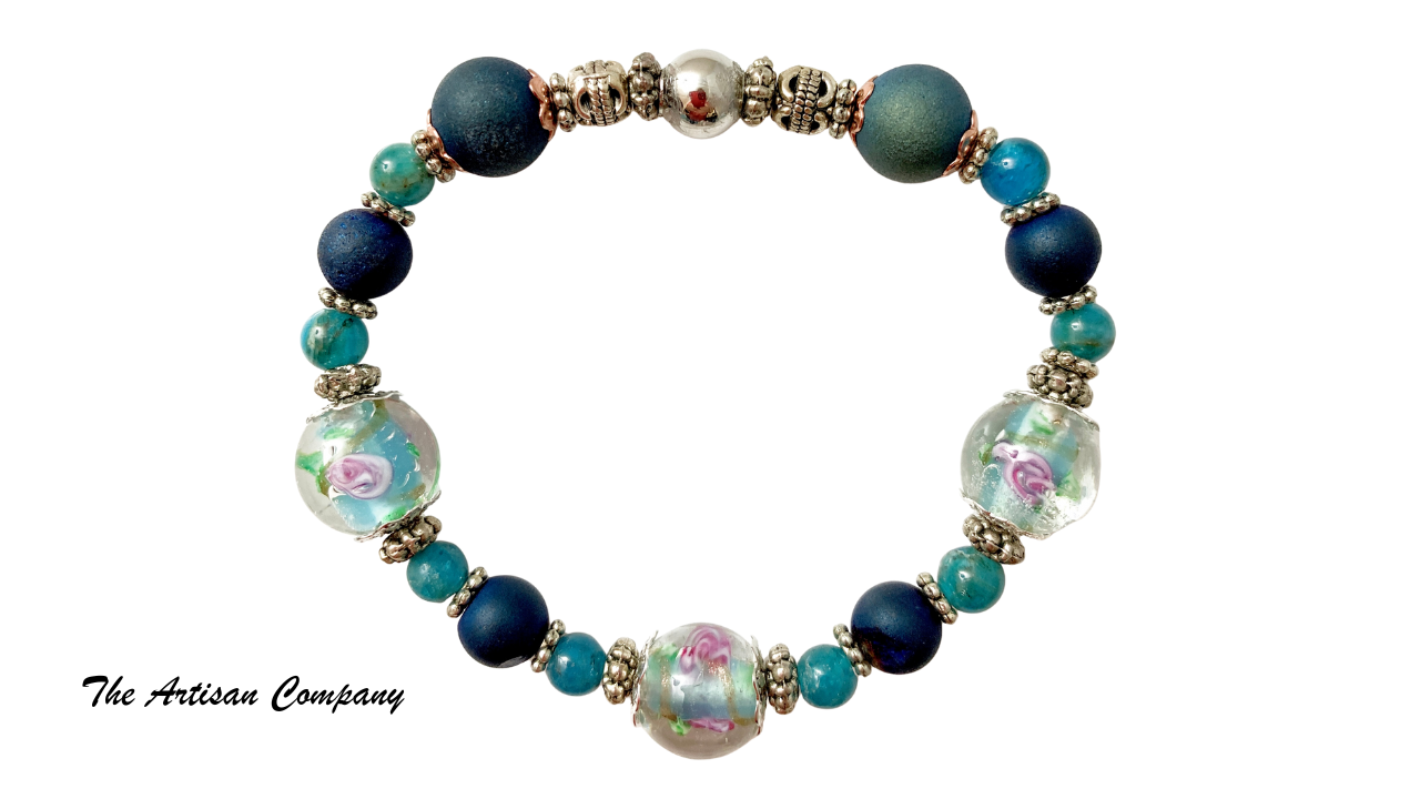 Rose Lampwork Stretch Bracelet