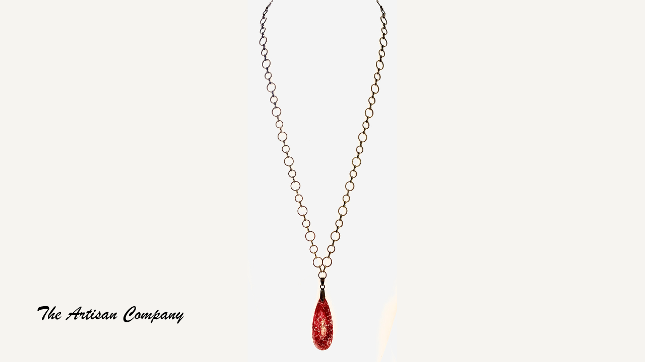 Ruby Impression Jasper Chain Necklace w Earrings