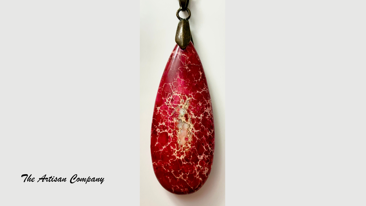 Ruby Impression Jasper Chain Necklace w Earrings