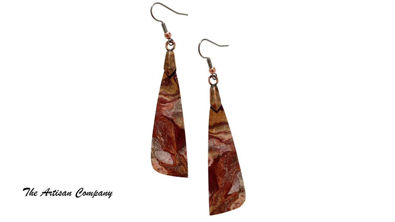 Serape Jasper Long Slab Earrings (Mexico)