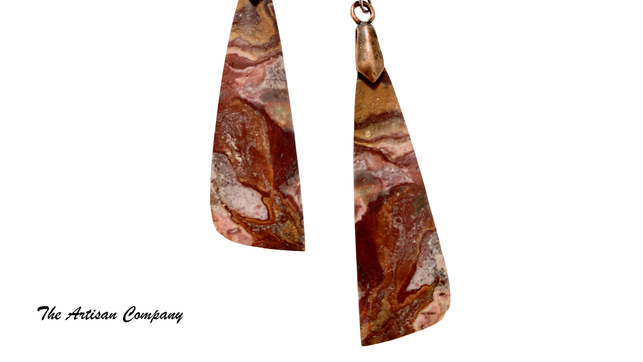 Serape Jasper Long Slab Earrings (Mexico)