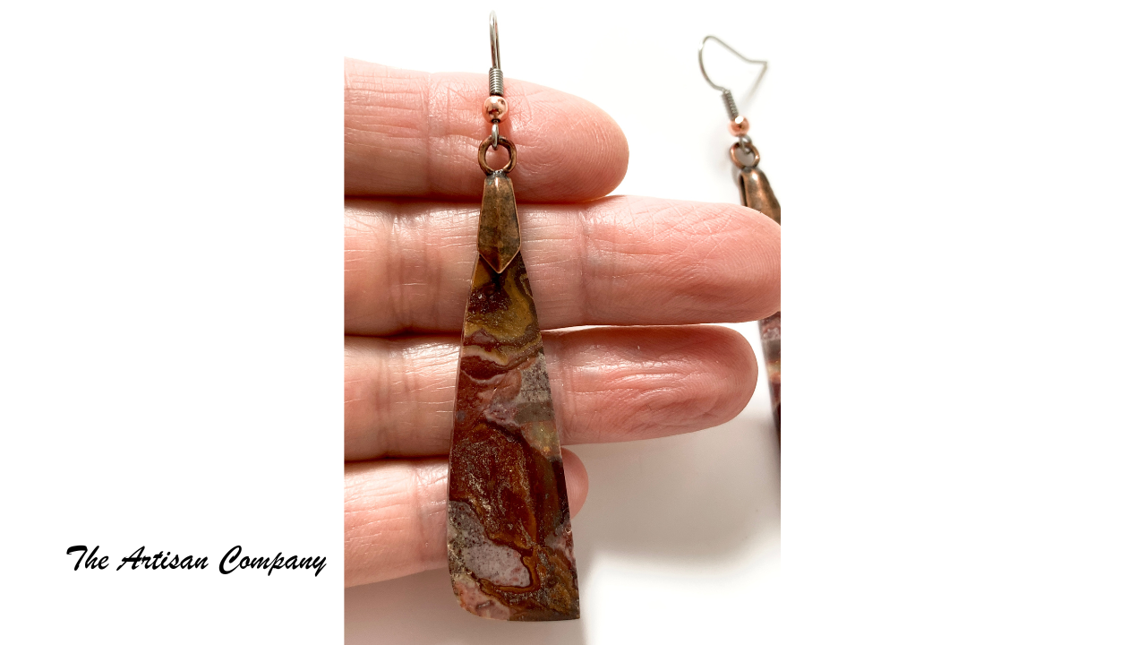 Serape Jasper Long Slab Earrings (Mexico)