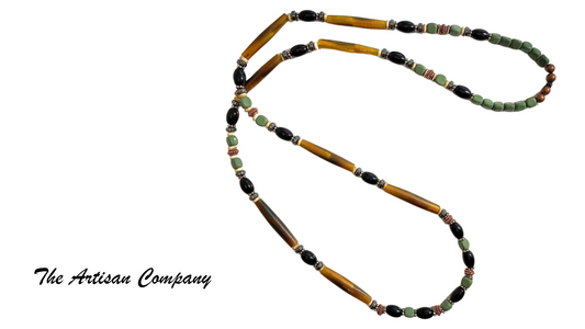 Serpentine Stone & Natural Horn Necklace