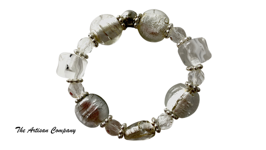 Silver Lined Glass Stretch Bracelet