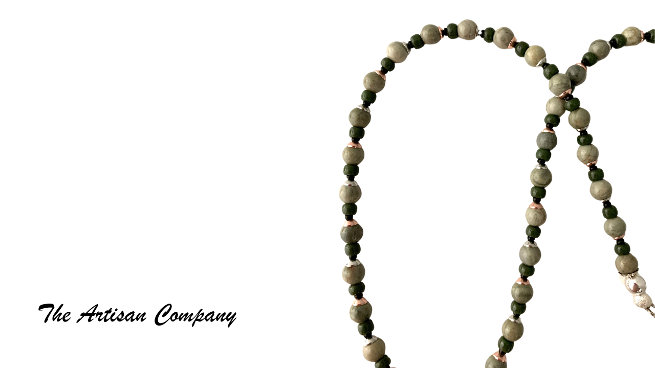 Silver Mist Jasper Stone Necklace with Earrings