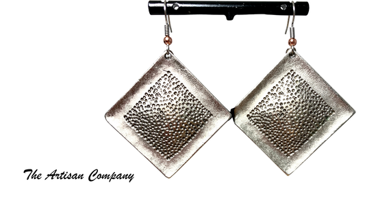 Square Pickled Metal Earrings