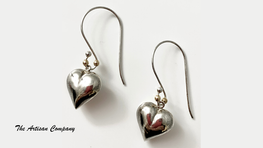 Sterling Silver Puffed Heart Earrings