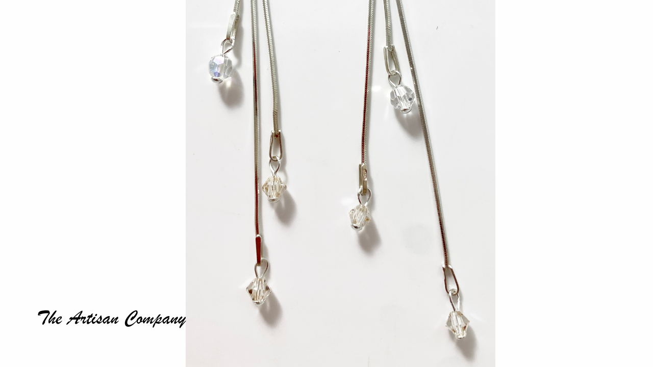 Sterling Three Strand Earring with Crystals