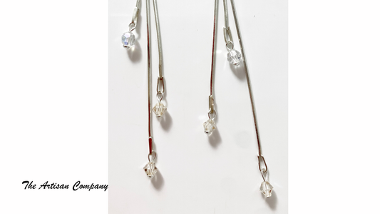 Sterling Three Strand Earring with Crystals