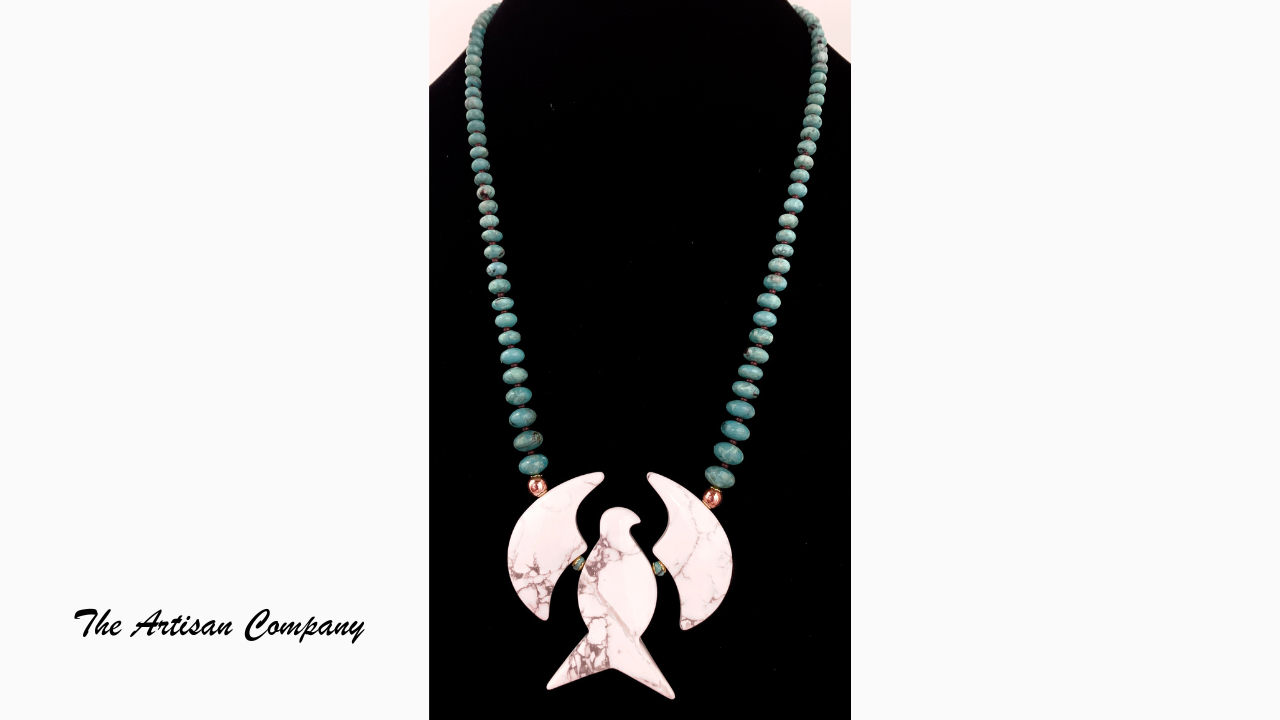 Stone Phoenix and Turquoise Necklace with Earrings