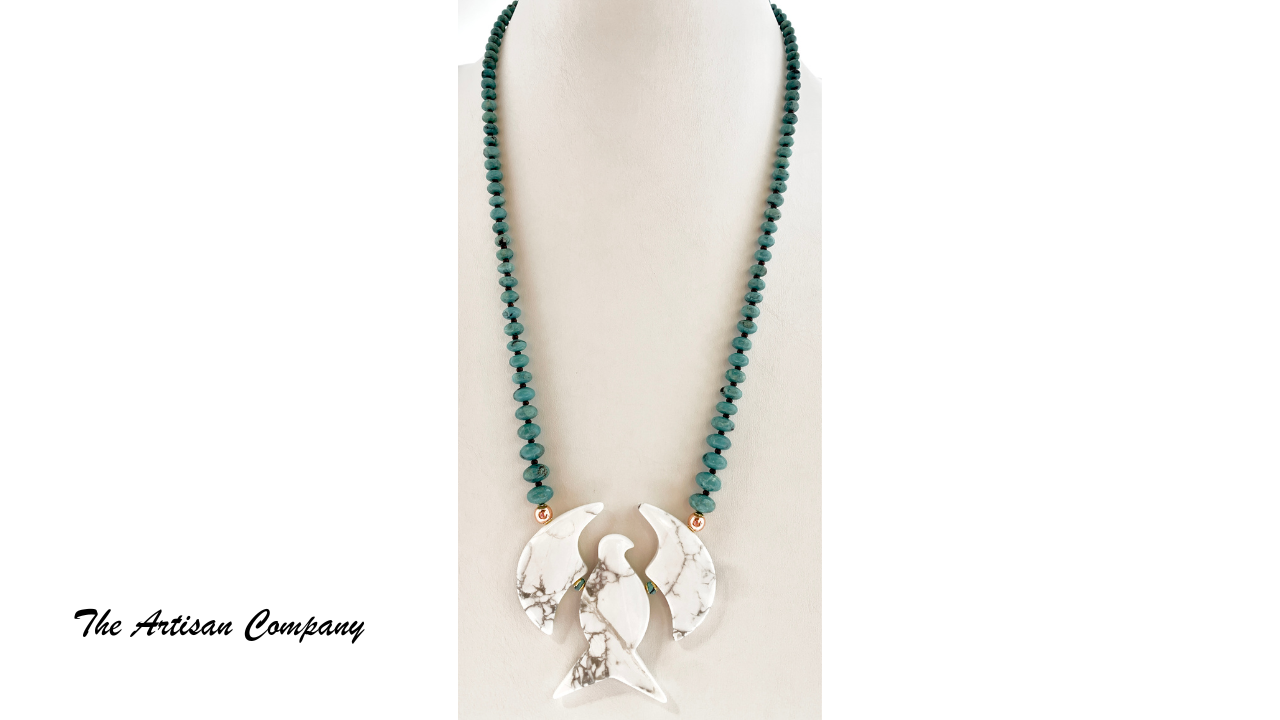 Stone Phoenix and Turquoise Necklace with Earrings
