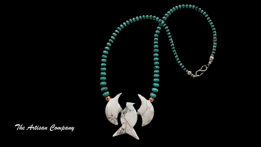 Stone Phoenix and Turquoise Necklace with Earrings