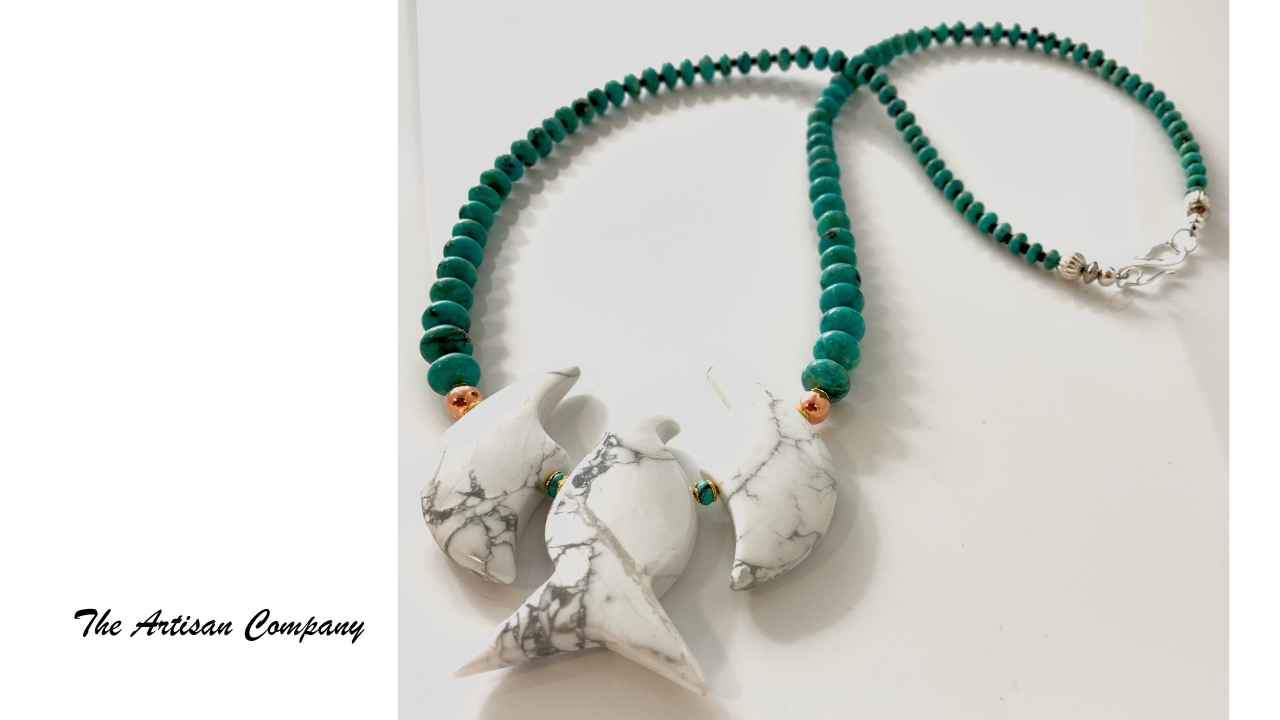 Stone Phoenix and Turquoise Necklace with Earrings