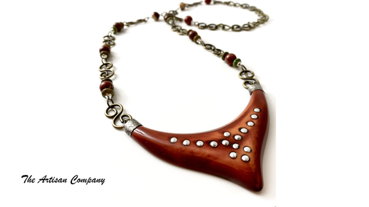 Studded Boomerang Necklace w Earrings