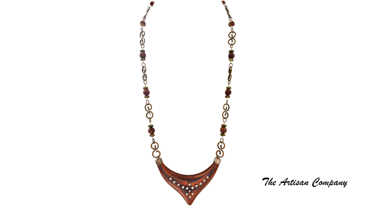 Studded Boomerang Necklace w Earrings
