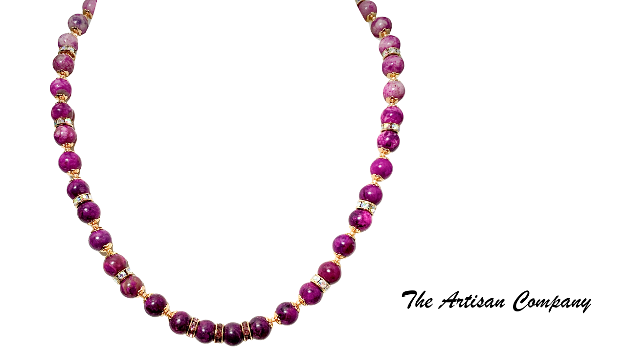 Sugilite Stone with Rhinestone Necklace with Earrings