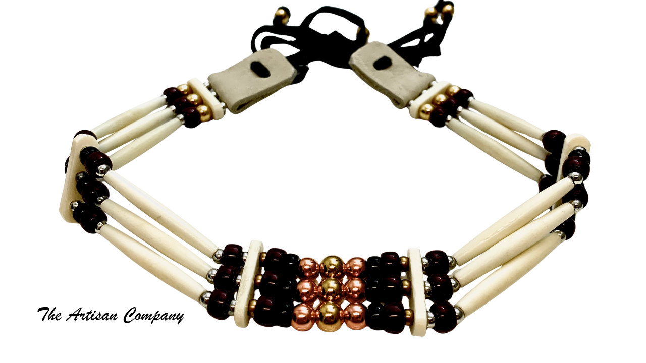 Three Strand Traditional White Bone Native Choker
