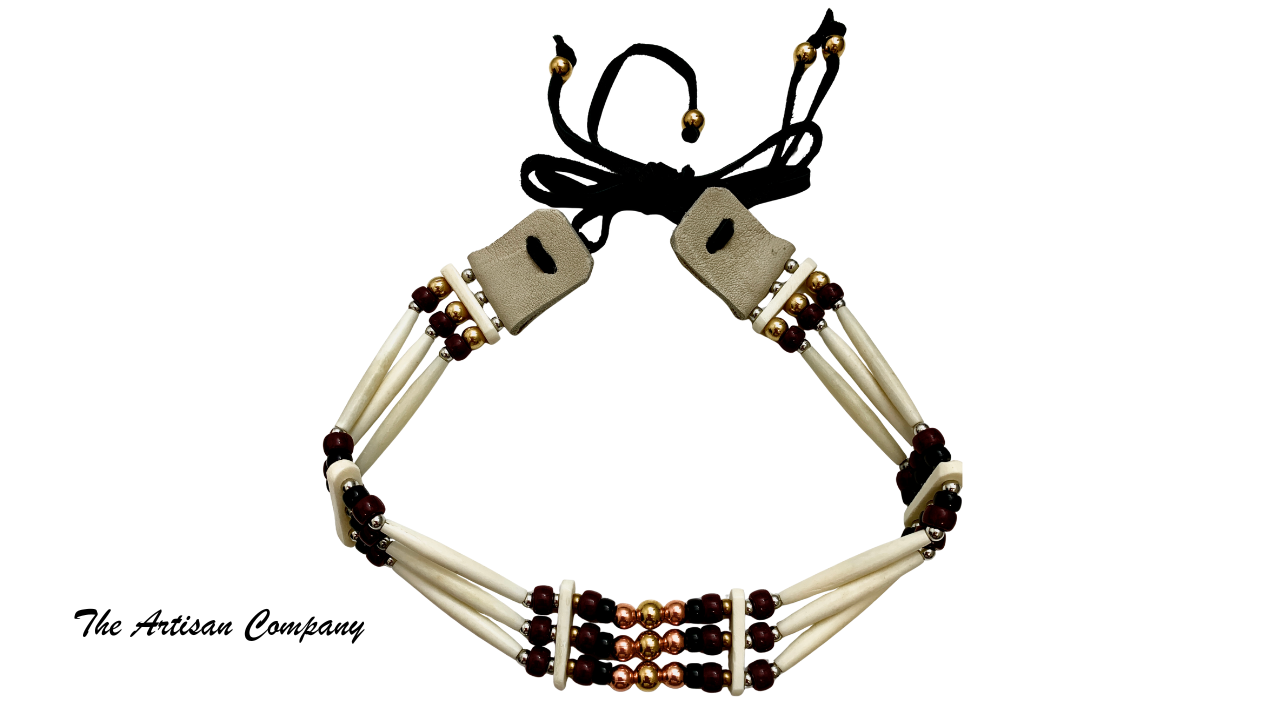 Three Strand Traditional White Bone Native Choker