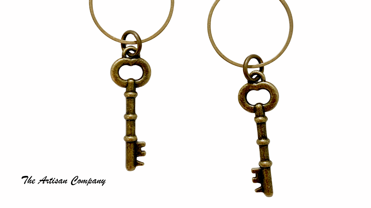 Traditional Skeleton Key Hoop Earrings