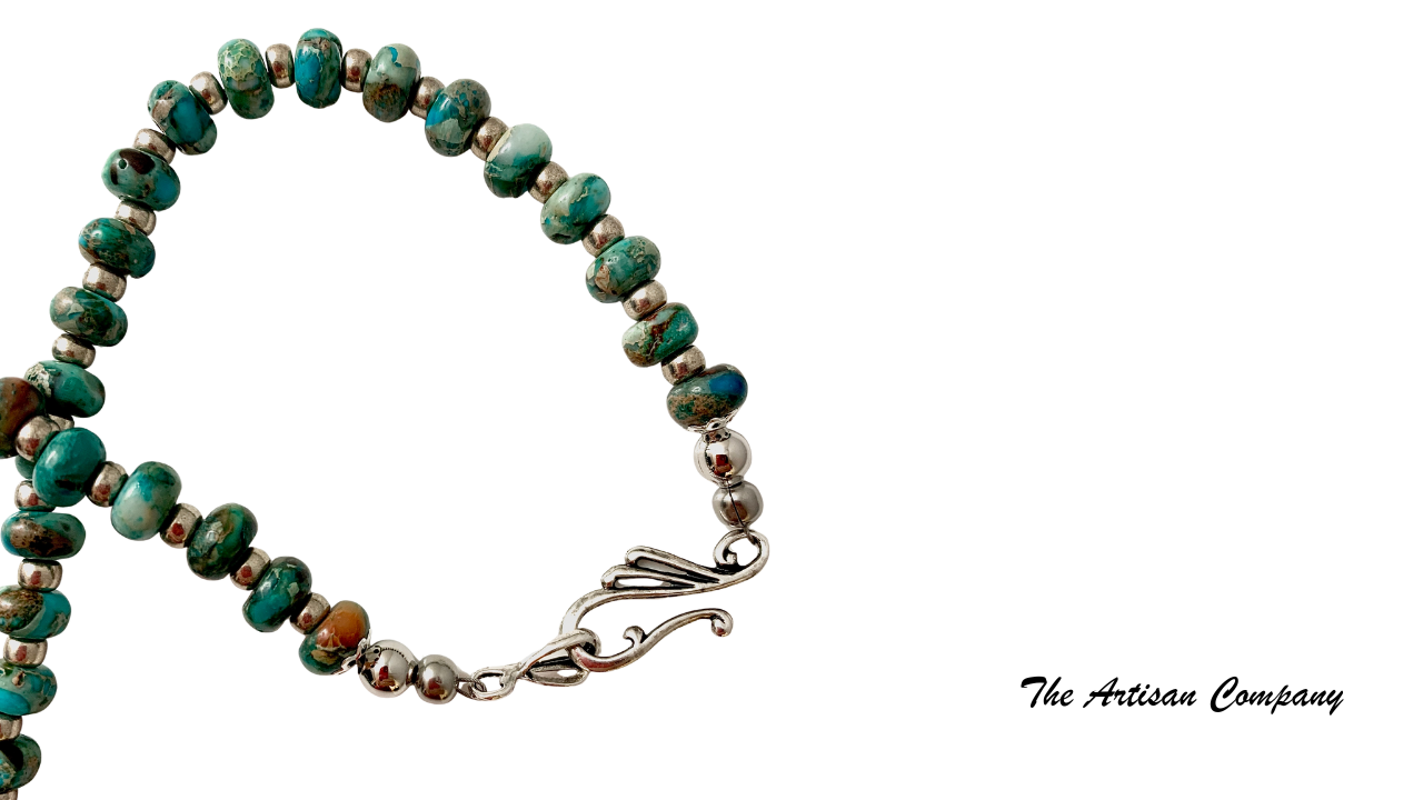 Turquoise Imperial Jasper Necklace w Celtic Knot