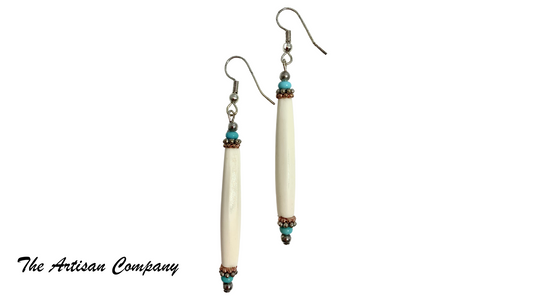 White Bone with Sleeping Beauty Turquoise Earrings