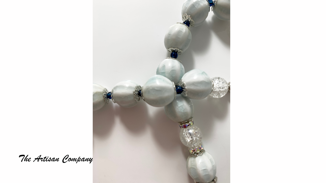 White Ceramic Pumpkin Bead Necklace with Earrings