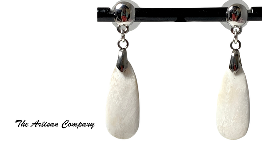 White Scolesite Earrings